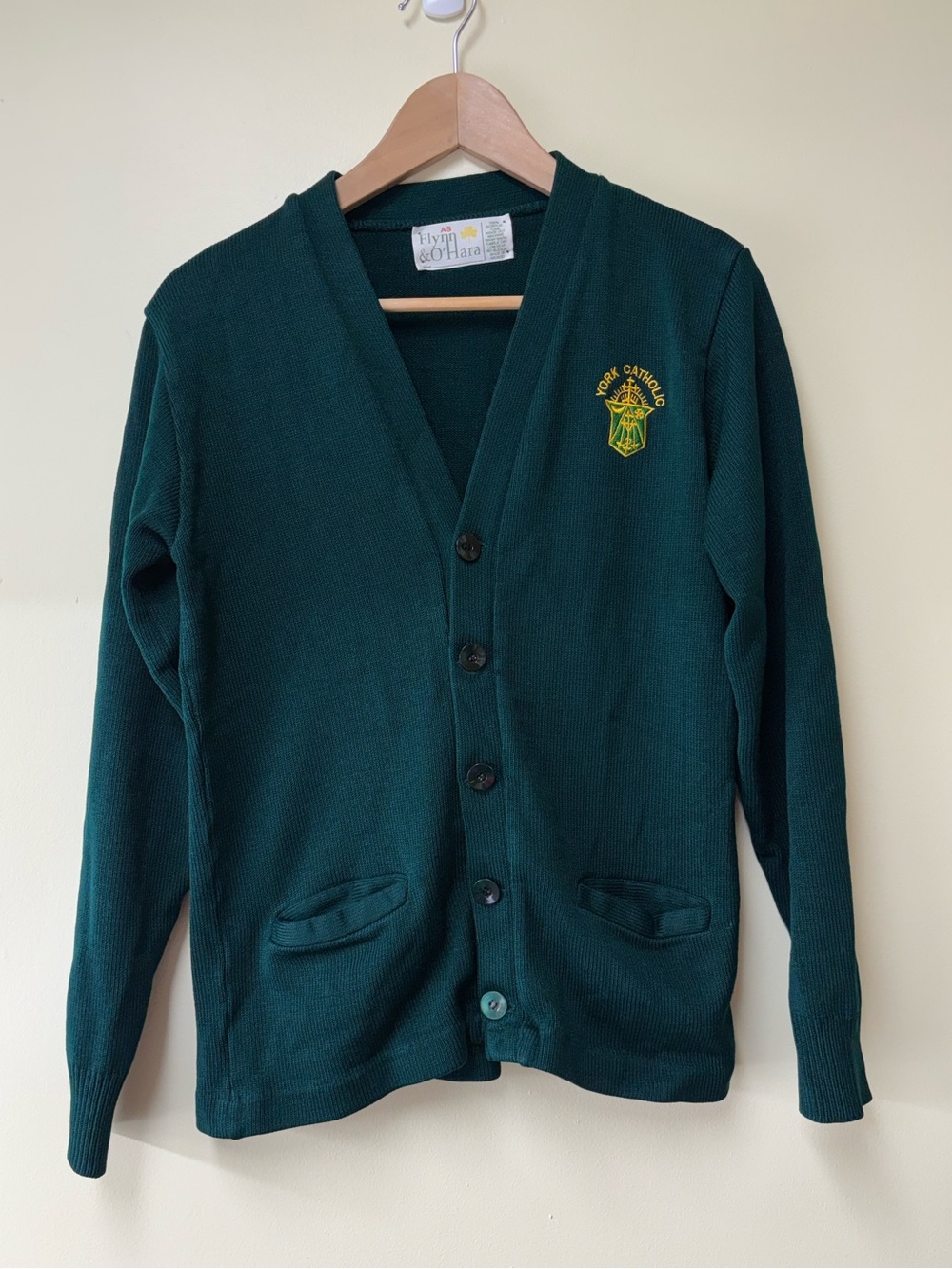 York Catholic Green Embroidered Cardigan Women’s Small